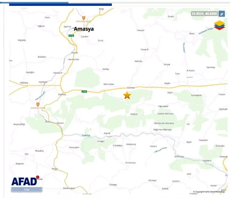 Amasya’da 3.2 Büyüklüğünde Deprem